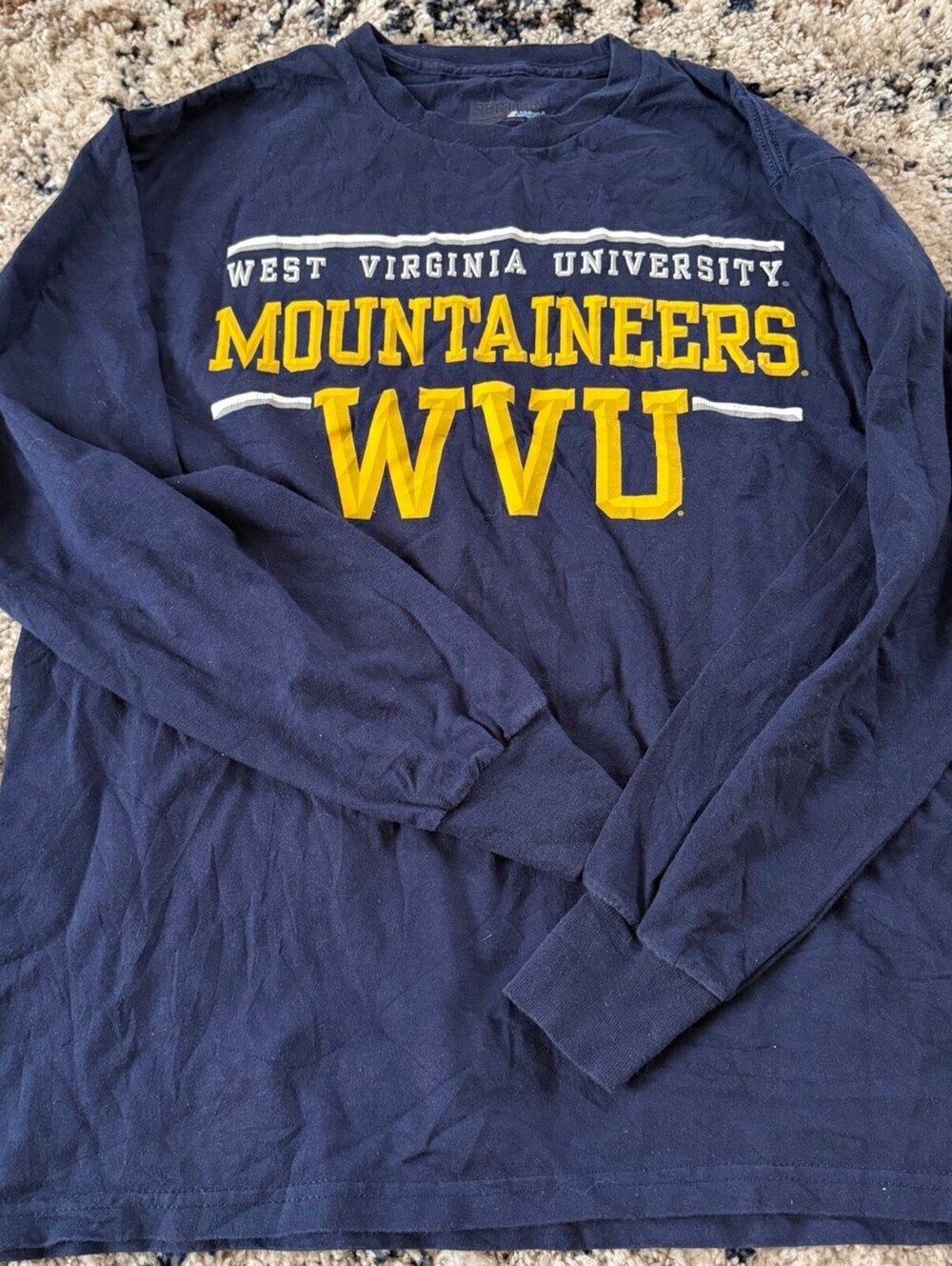 Majestic West Virginia Mountaineers Navy LS Graphic Tee Size M